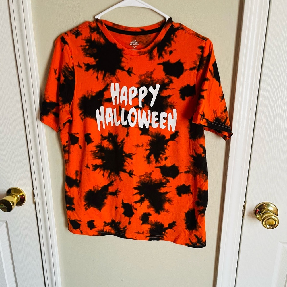 Women’s Happy Halloween Orange & Black Tie-Dye Tee XXL 18